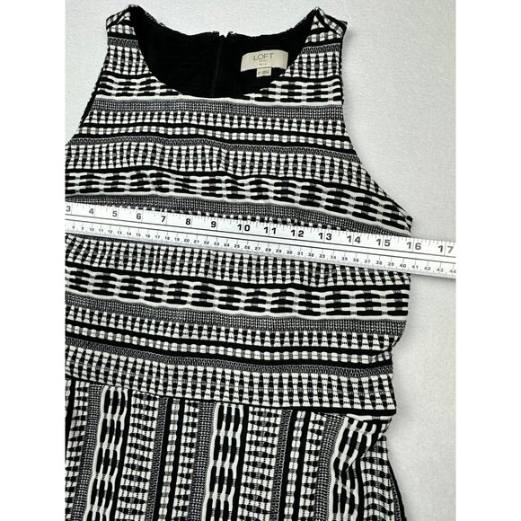 LOFT Outlet Petite Womens Black And White size 6P‎ Woven Pattern Dress - Picture 5 of 14
